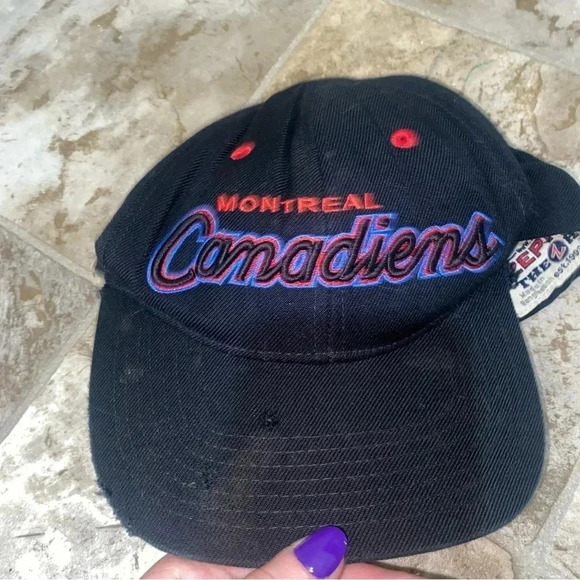 Men’s Vintage 1993 Montreal Canadians NHL Snap Back  Hat Zephyr brand Worn Out - Picture 9 of 14